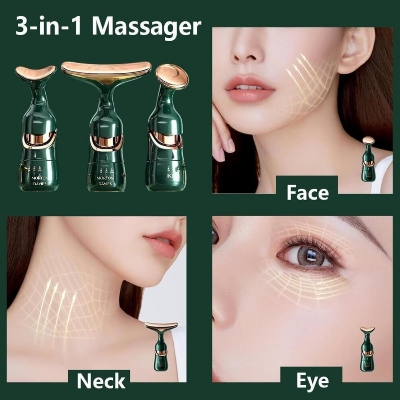 Picture of 3 in 1 Anti Wrinkles Face Neck Eyes Massager,Vibration Facial Massager for Skin Care,Face Sculpting Tool Multifunctional Neck Face Massager Beauty Device 