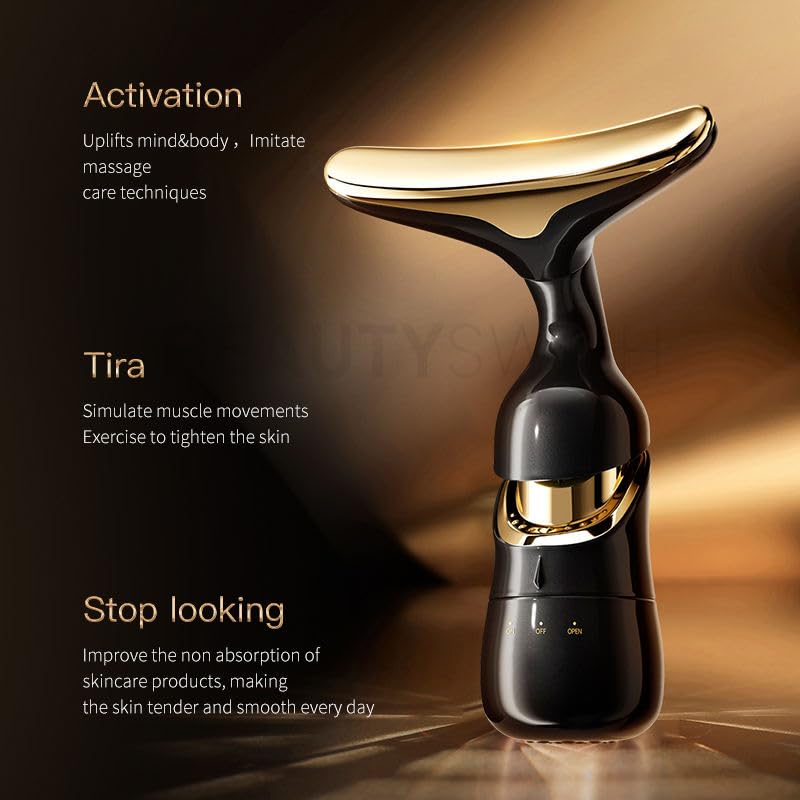 Picture of 3-in-1 Face Lifting Device | Electric Face Slimming Tool for Anti-Aging & Skin Tightening Machine | Jawline Contour, Double Chin Reduction & 3 Modes | Rechargeable (Black) 
