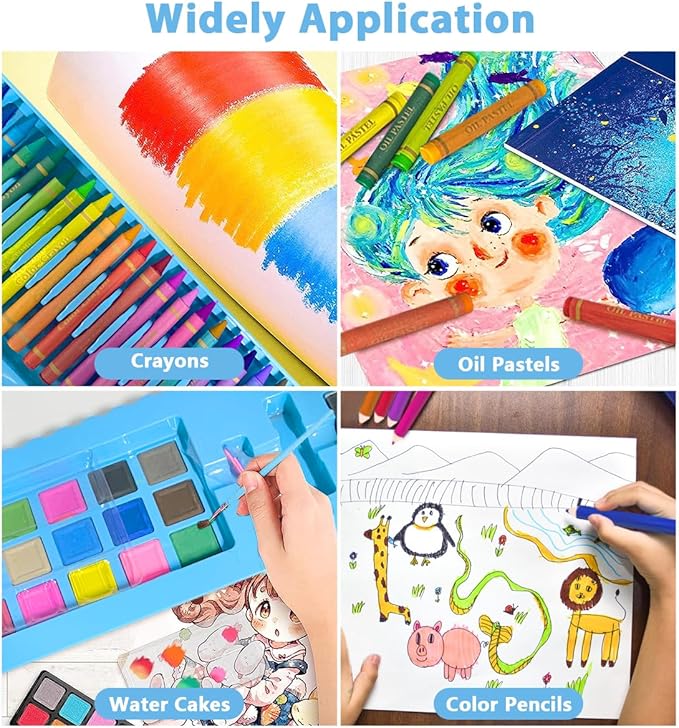 Picture of 208pcs Art Supplies Kit for Painting,Drawing Art Kit for Kids with Double Sided Trifold Easel, Oil Pastels, Crayons, Colored Pencils, Watercolor for Kids Girls Boys Teens Artist