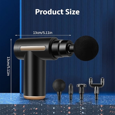 Picture of Massage Gun Mini Deep Tissue Massager, Percussion Handheld Muscle Massager for Pain Relief, 4 Massage Heads, 6 Speeds for Relaxation Black