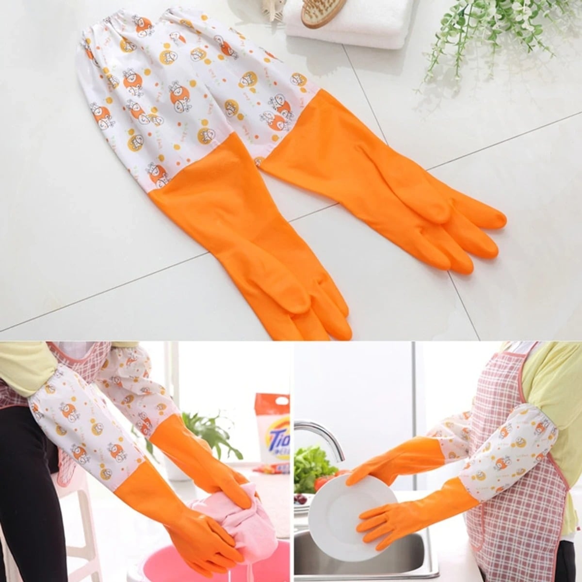Picture of High Quality Multicolored Silicone Kitchen Dishwashing, Cleaning, Gardening, Laundry, Lab Gloves Multicolor