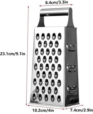 Picture of Multifunctional 4‑Sided Box Grater HAODAF Cheese Grater Cheese Grater Stainless Steel 4 In 1 Multifunctional Grater Cheese Shreds Food Grater Home Cooking Tools Sharp (Size : 4-sided grater) Silver