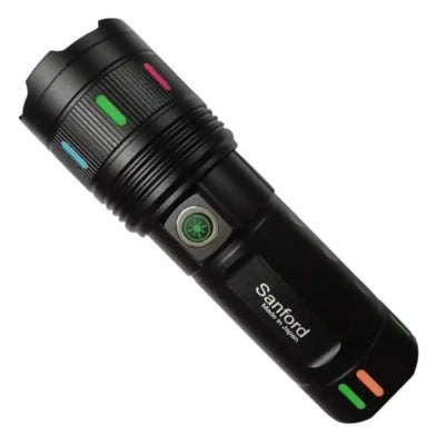 Picture of Sanford Super Bright Flashlight – White Laser LED Made in Japan 18650mAh Light Black