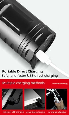 Picture of Sanford Super Bright Flashlight – White Laser LED Made in Japan 18650mAh Light Black