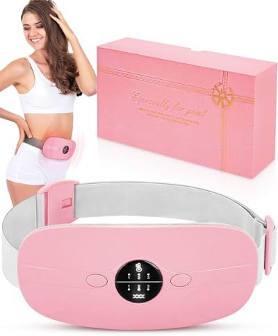 Picture of Heating pad for Period Cramps & Vibration sliming Massage belt Menstrual Heating Pad Smart Warm Palace Belt Relief Waist Pain Cramps Vibrating Abdominal Massager Electric Waist Belt Device Pink