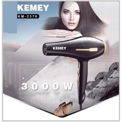 Picture of Kemei Km-2376 /2378 professional hair dryer 1000w- Black - Hair Dryer - Hair Dryer Black