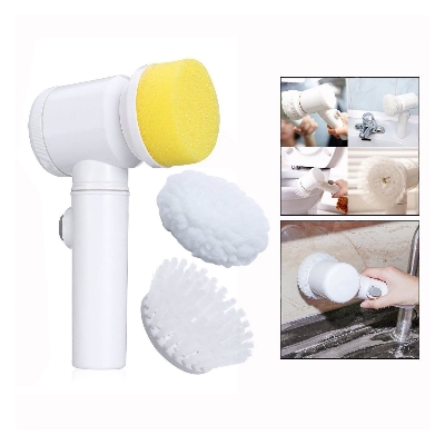 Picture of Magic Brush 5in1 Handheld Electric Cleaning Brush Power Scrubber Brush Cordless Cleaning Brush For Bathroom Tub Kitchen Household Cleaning Tools Kitchen Bathroom Sink Cleaner 3 Brush Head White