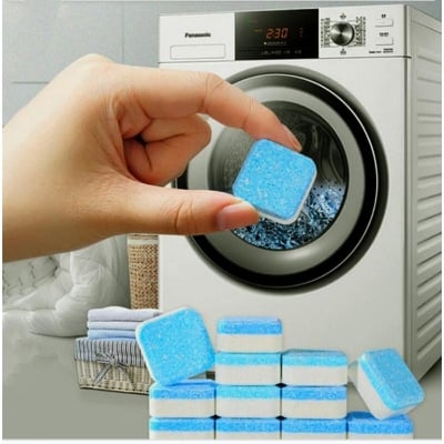 Picture of 12 Pcs Washing Machine Cleaner Descaler Deep Cleaning Tablets For Front Loader Top Load Washer Laundry Tub Safe Deodorizer 