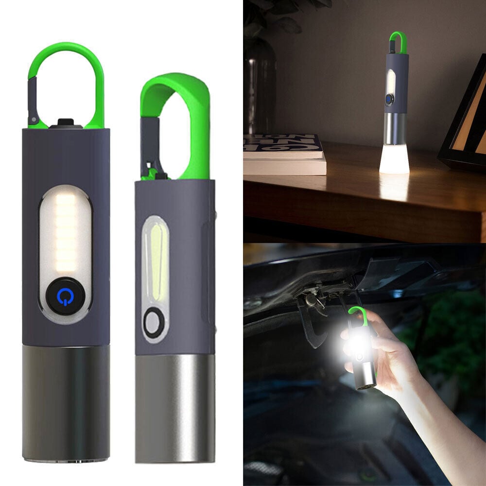 Picture of Multifunctional LED Flashlight XSP-836 Work Light USB Rechargeable Camping Fishing Lantern Waterproof Zoom Torch KeyChain Lamp Blue