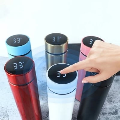Picture of 500ml Stainless Steel Thermos Bottle with Digital Temperature Display LED Intelligent Temperature Measurement Cup Vacuum Flask Black