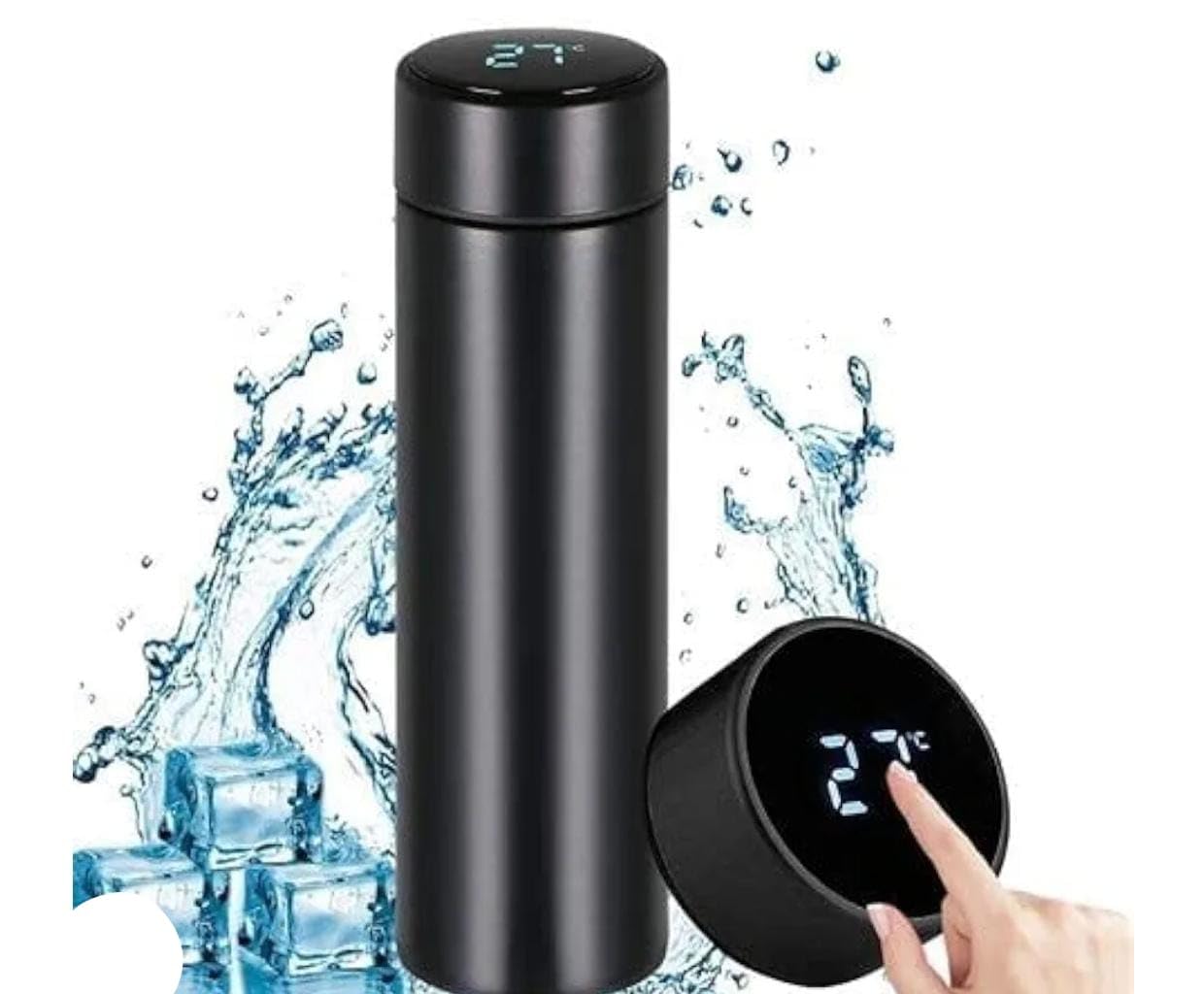 Picture of 500ml Stainless Steel Thermos Bottle with Digital Temperature Display LED Intelligent Temperature Measurement Cup Vacuum Flask Black