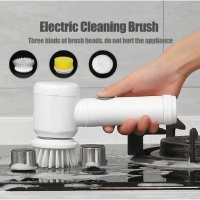 Picture of Electric Cleaning Brush Set Kitchen Bathroom Sink Bathtub Floor Toilet Tub Electric Spin Scrubber Cleaning Brush Drill Brush (Color : U Rechargeable Kitchen Dishwashing Brush Sink Cleaner Bathroom Bathtub Clean Brush Spin Scrubber Electric Cleaning Brush Off White