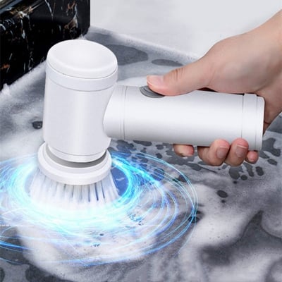 Picture of Electric Cleaning Brush Set Kitchen Bathroom Sink Bathtub Floor Toilet Tub Electric Spin Scrubber Cleaning Brush Drill Brush (Color : U Rechargeable Kitchen Dishwashing Brush Sink Cleaner Bathroom Bathtub Clean Brush Spin Scrubber Electric Cleaning Brush Off White