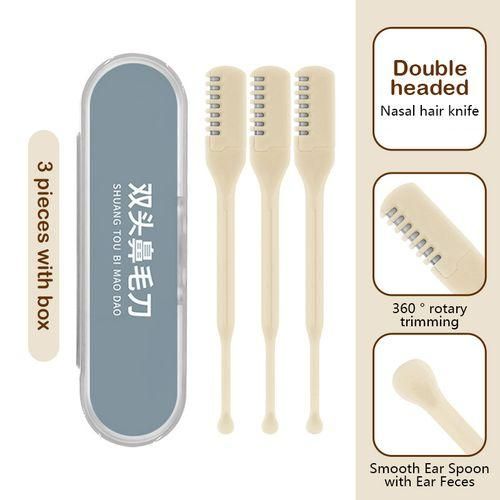 Picture of 3pcs Manual Nose Hair Trimmer Double Head Nostril Cleaning Safety Protected Multicolor