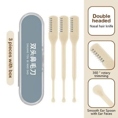 Picture of 3pcs Manual Nose Hair Trimmer Double Head Nostril Cleaning Safety Protected Multicolor