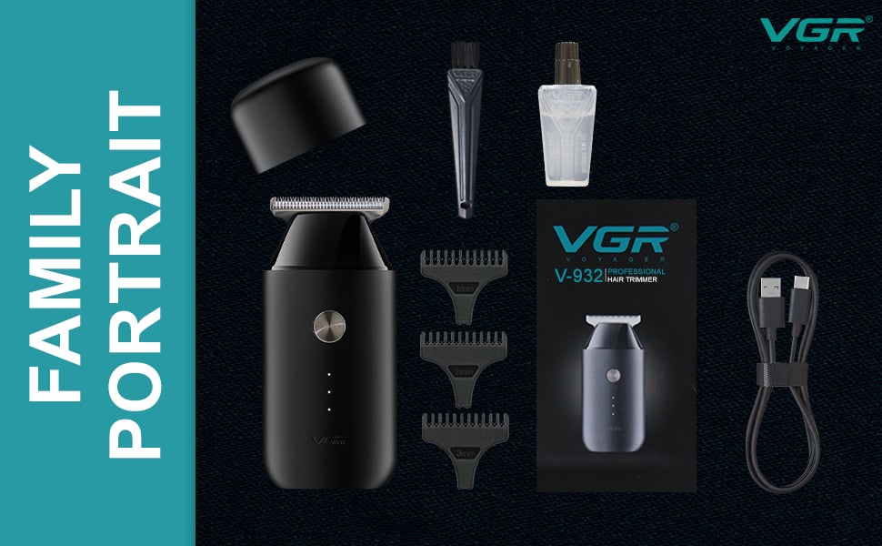 Picture of VGR V-932 Professional Rechargeable Corded & Cordless Pocket Hair Trimmer for Men’s Runtime: 120 Minutes, Black 