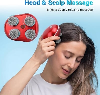 Picture of Scalp Head Hair Massager Electric Health Care Antistress Relax Body Massagem Deep Saude Tissue Prevent Body Massage (Red) Red