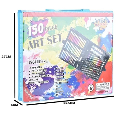 Picture of Children Deluxe Art Drawing Set for Kids Case Art and Craft Supplies Drawing and Painting Set Great Gift (150Pcs -Blue) Multicolor