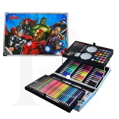 Picture of Aapeshwar 145 Pcs Color, Art, Craft & Painting Suitcase kit, Big Coloring & Drawing Suitcase with Water/Pencil/Oil Pastel/Sketches & Acrylic Paints & Brushes for Kids (Superheros- Blue) Blue