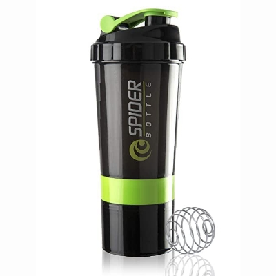 Picture of Protein Shaker Bottle with 2 Extra Compartment Jars, Water Shaker Bottle with Storage for Energy Powder Protein Nutrition Shaker Bottle for Gym(Protein Shaker Bottle+ 2 Small Storage) Multicolor