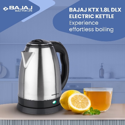 Picture of Bajaj 2.0 Litre DLX Electric Kettle | 1350 Watts Kettle with Stainless Steel Body | Cordless Operation | Auto Shut-off Mechanism【Black】 Black