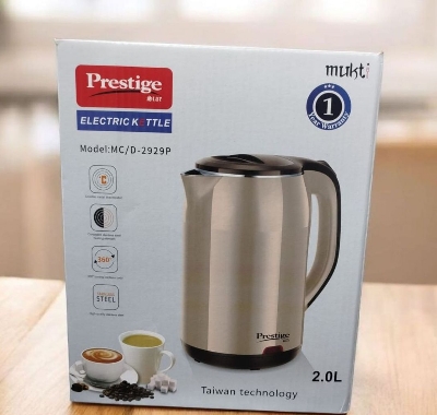 Picture of Prestige Electric Kettle 2.0L High Quality Stainless Steel Automatically turns off when water boils On/Off Switch with light indicator ( LIGHT GREY) Grey
