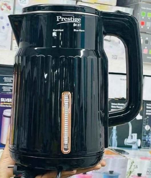 Picture of Prestige Electric Kettle 2.0 Litres 360° Rotation Automatically turns off when water boils On/Off Switch with light indicator (High Quality Stainless Steel) BLACK Black