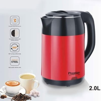 Picture of Prestige Electric Kettle 2.0L (High Quality Stainless Steel) Auto shut OFF, Double wall outer body, Well positioned & shaped handle Red