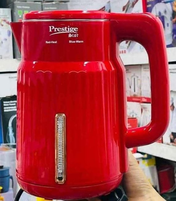 Picture of Prestige Electric Kettle 2.0 Litres 360° Rotation Automatically turns off when water boils On/Off Switch with light indicator (High Quality Stainless Steel) Red