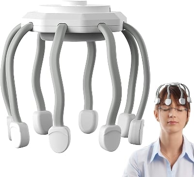 Picture of Electric Octopus Head Massager Therapy offering a 360-degree massage that allows you to enjoy a hands-free massage while reading, Multicolor