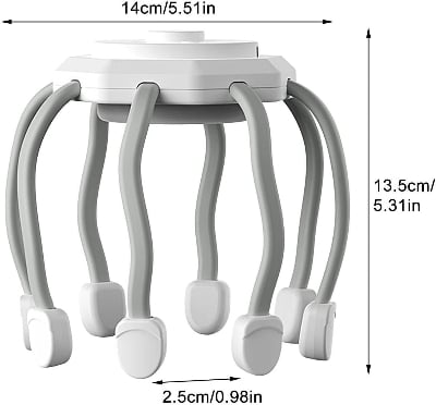 Picture of Electric Octopus Head Massager Therapy offering a 360-degree massage that allows you to enjoy a hands-free massage while reading, Multicolor