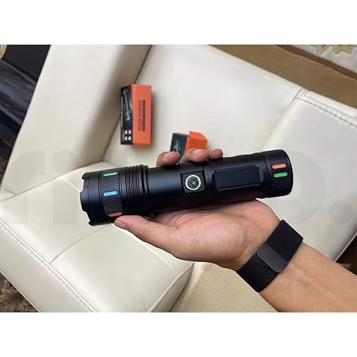 Picture of Ritmo Torch Light, LED Light, Handy Light, Type-C, USB, High Lumen Torch Light with Zoomable, 4 Modes,Power Bank, Super Bright Torch Lights, Rechargeable Torch. Black