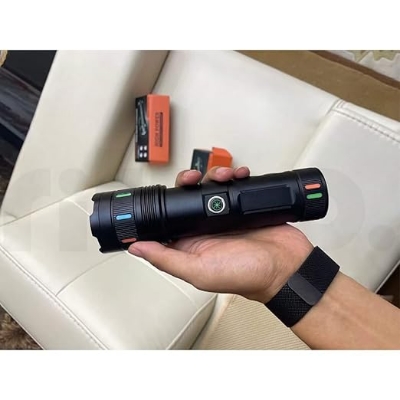 Picture of Ritmo Torch Light, LED Light, Handy Light, Type-C, USB, High Lumen Torch Light with Zoomable, 4 Modes,Power Bank, Super Bright Torch Lights, Rechargeable Torch. Black