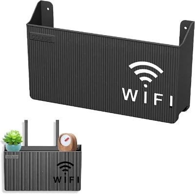 Picture of WiFi Router Storage Box,Wall Mount,Living Room TV Wall Storage Rack Set-Top Box Shelf,for Hom Black