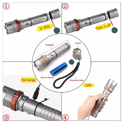 Picture of Most Powerful 9500000LM LED Flashlight Rechargeable Zoom Torch Strong Beam Light Silver
