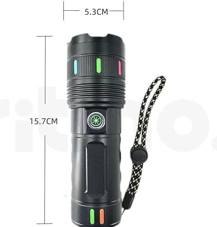 Picture of Ritmo Torch Light, LED Light, Handy Light, Type-C, USB, High Lumen Torch Light with Zoomable, 4 Modes,Power Bank, Super Bright Torch Lights, Rechargeable Torch. Black