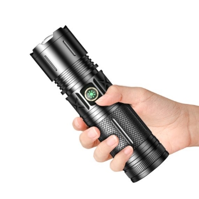 Picture of LED Flashlights high lumens rechargeable Super Bright Torch 4 lighting Modes Tactical Flashlight Zoomable for Camping Outdoor Black