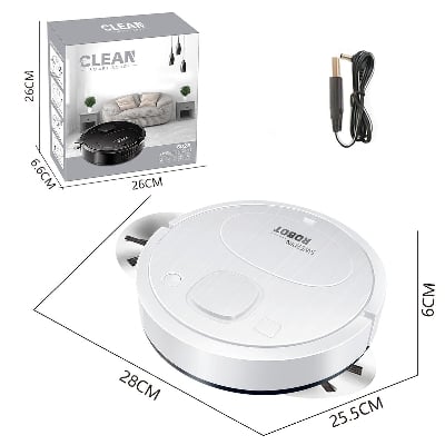 Picture of 8028 USB Charging 3-in-1 Robot Vacuum Cleaner Wet/Dry Sweeping & Mopping for Household & Outdoor Use Electric Power Source Mini Sweeper Sweeping 3 In 1 Smart Sweeping Robot And Vacuuming Wireless Vacuum Cleaner Black