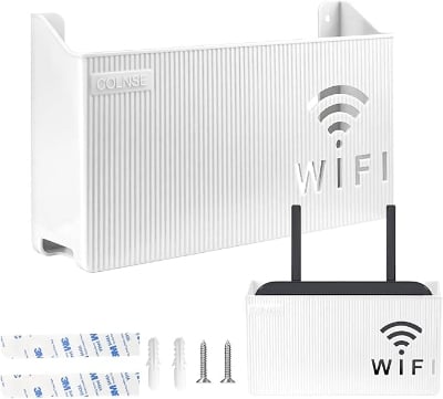 Picture of WiFi Router Storage Box Shelf Wall WLAN Router Box Hide Wall Hangings TV Cable Hide Box WiFi Rack Wall Decoration Decorative Box for Router Cable Organiser Box Multicolor