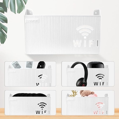 Picture of WiFi Router Storage Box Shelf Wall WLAN Router Box Hide Wall Hangings TV Cable Hide Box WiFi Rack Wall Decoration Decorative Box for Router Cable Organiser Box Multicolor
