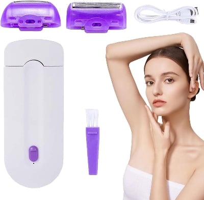 Picture of 2 in 1 Electric Epilator Women Hair Removal Painless Women Hair Remover Shaver Instant Painless Free Sensor Light USB Recharge-Cyclone 
