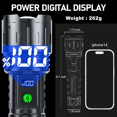 Picture of Luteti Flashlights LED High Lumens Rechargeable, 250000 Lumens Super Bright Flash Light, Handheld Flashlight High Powered, Powerful Tactical Flashlight Waterproof for Emergency Camping Black