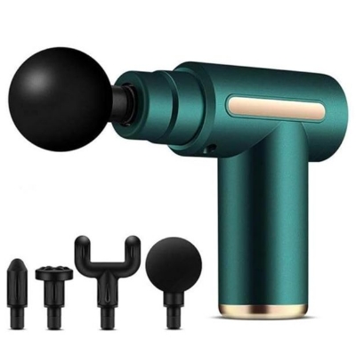Picture of Massage Gun with 4 Attachments, Handheld Deep Tissue Massager, Cordless, Green  Percussion Handheld Muscle Massager for Pain Relief, 4 Massage Heads, 6 Speeds for Relaxation Green