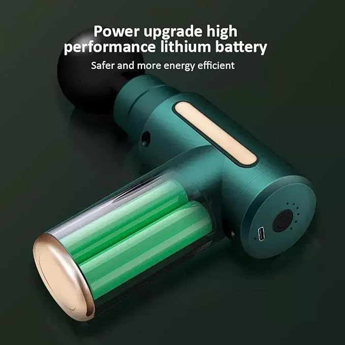 Picture of Massage Gun with 4 Attachments, Handheld Deep Tissue Massager, Cordless, Green  Percussion Handheld Muscle Massager for Pain Relief, 4 Massage Heads, 6 Speeds for Relaxation Green