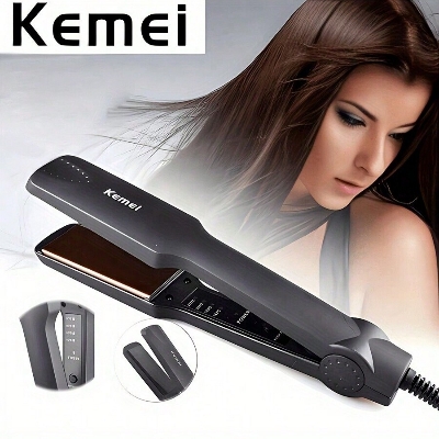 Picture of Kemei KM 531 Professional Hair Straightener Wet Dry Ceramic Coating Electric Hair Straightener Fast Heating Styling Tool Black Red Multicolor