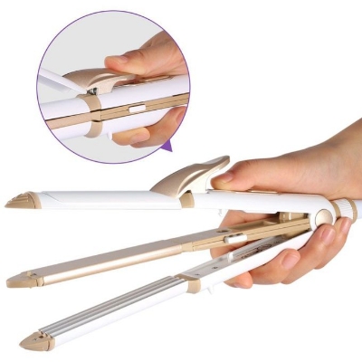 Picture of Kemei KM-1213 3-in-1 Hair Straightener, Curler & Crimper – Professional Styling Tool 