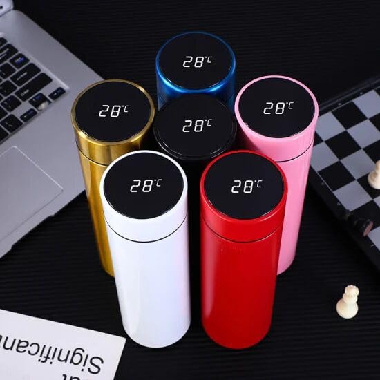 Picture of Insulating Pot Smart Cup Stainless Steel LED Digital Smart Vacuum Cup Thermo Hot Water Bottle Travel Cup Intelligent Temperature Measuring Cup Black