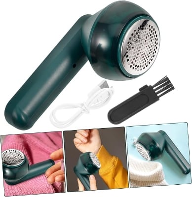 Picture of Healeved Electric Lint Remover and Portable Clothing Shaver Usb Rechargeable Fabric Fuzz Remover for Sweaters and Clothes, Green, Home Use Green