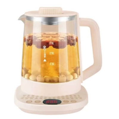 Picture of Jaipaan Electric Kettle Glass Kettle,Glass electric kettle Multifunctional High Borosilicate Glass Health Pot Electric Kettle Electric Teapot Quick Cooking Heat Preservation Function 304 Stainless Steel 2Liter new version White