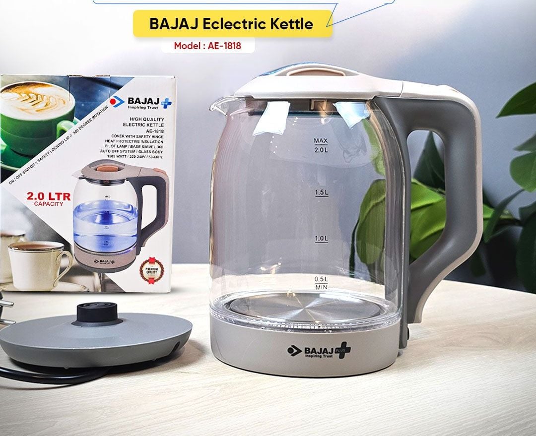 Picture of Bajaj AE1818 Automatically Turns Off and Automatic Over Heat Protection Electric Kettle - 2 Liter Bajaj Plus High Quality Electric Kettle AE- 1818 (2.0 LTR) Multicolor